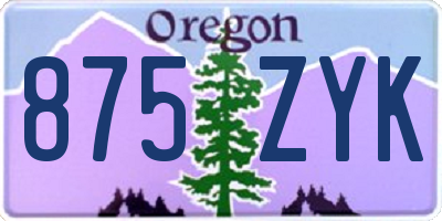OR license plate 875ZYK