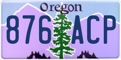 OR license plate 876ACP