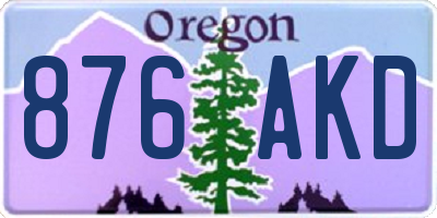 OR license plate 876AKD