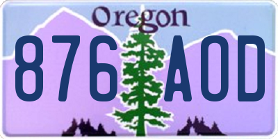 OR license plate 876AOD