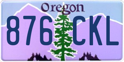 OR license plate 876CKL