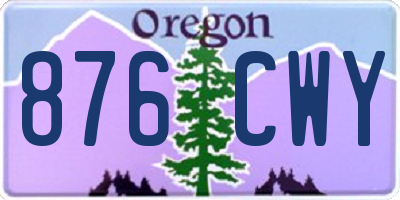 OR license plate 876CWY
