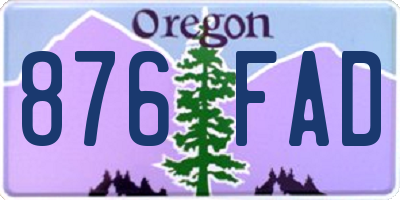 OR license plate 876FAD