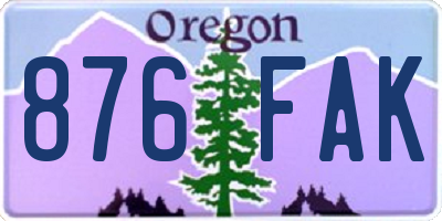 OR license plate 876FAK
