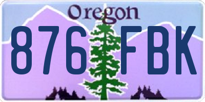 OR license plate 876FBK