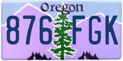 OR license plate 876FGK