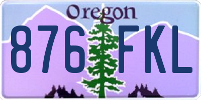 OR license plate 876FKL
