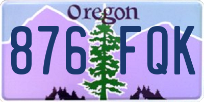 OR license plate 876FQK