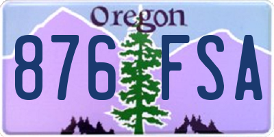 OR license plate 876FSA