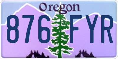 OR license plate 876FYR