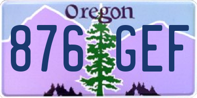 OR license plate 876GEF