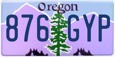 OR license plate 876GYP
