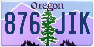 OR license plate 876JIK