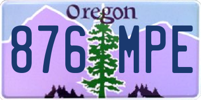 OR license plate 876MPE
