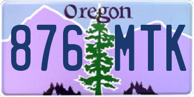 OR license plate 876MTK