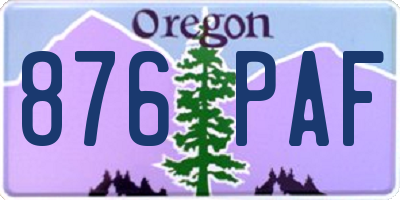 OR license plate 876PAF