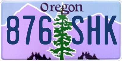OR license plate 876SHK