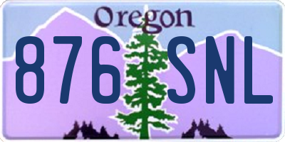 OR license plate 876SNL
