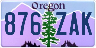OR license plate 876ZAK