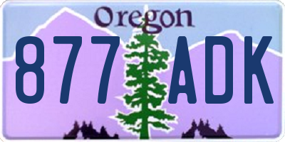 OR license plate 877ADK
