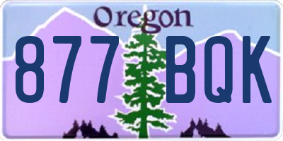 OR license plate 877BQK