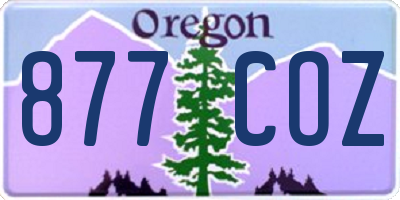 OR license plate 877COZ
