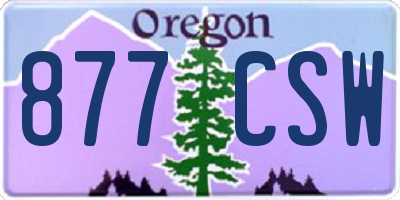 OR license plate 877CSW