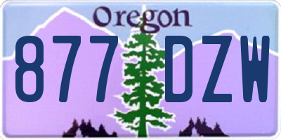 OR license plate 877DZW