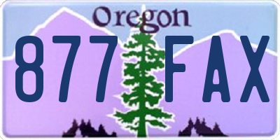 OR license plate 877FAX