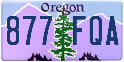 OR license plate 877FQA