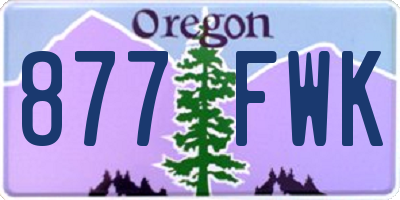 OR license plate 877FWK