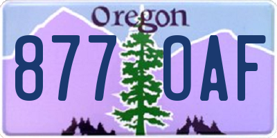 OR license plate 877OAF