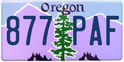 OR license plate 877PAF