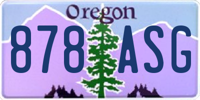 OR license plate 878ASG
