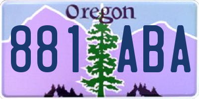 OR license plate 881ABA