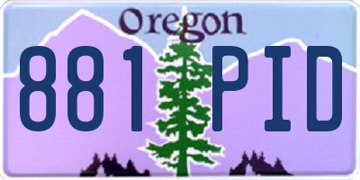 OR license plate 881PID