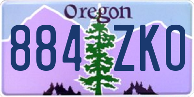 OR license plate 884ZKO