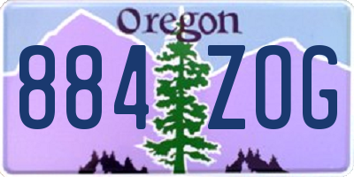 OR license plate 884ZOG