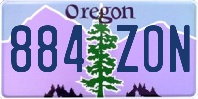 OR license plate 884ZON