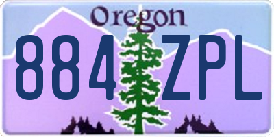 OR license plate 884ZPL
