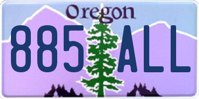 OR license plate 885ALL