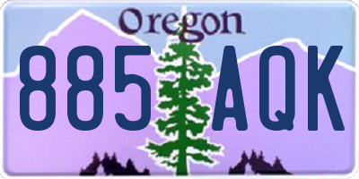 OR license plate 885AQK