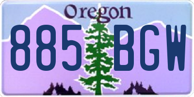 OR license plate 885BGW