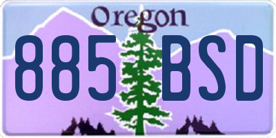 OR license plate 885BSD