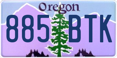 OR license plate 885BTK
