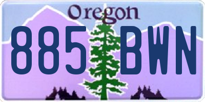 OR license plate 885BWN