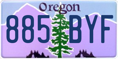 OR license plate 885BYF