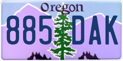 OR license plate 885DAK