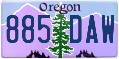OR license plate 885DAW