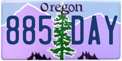 OR license plate 885DAY